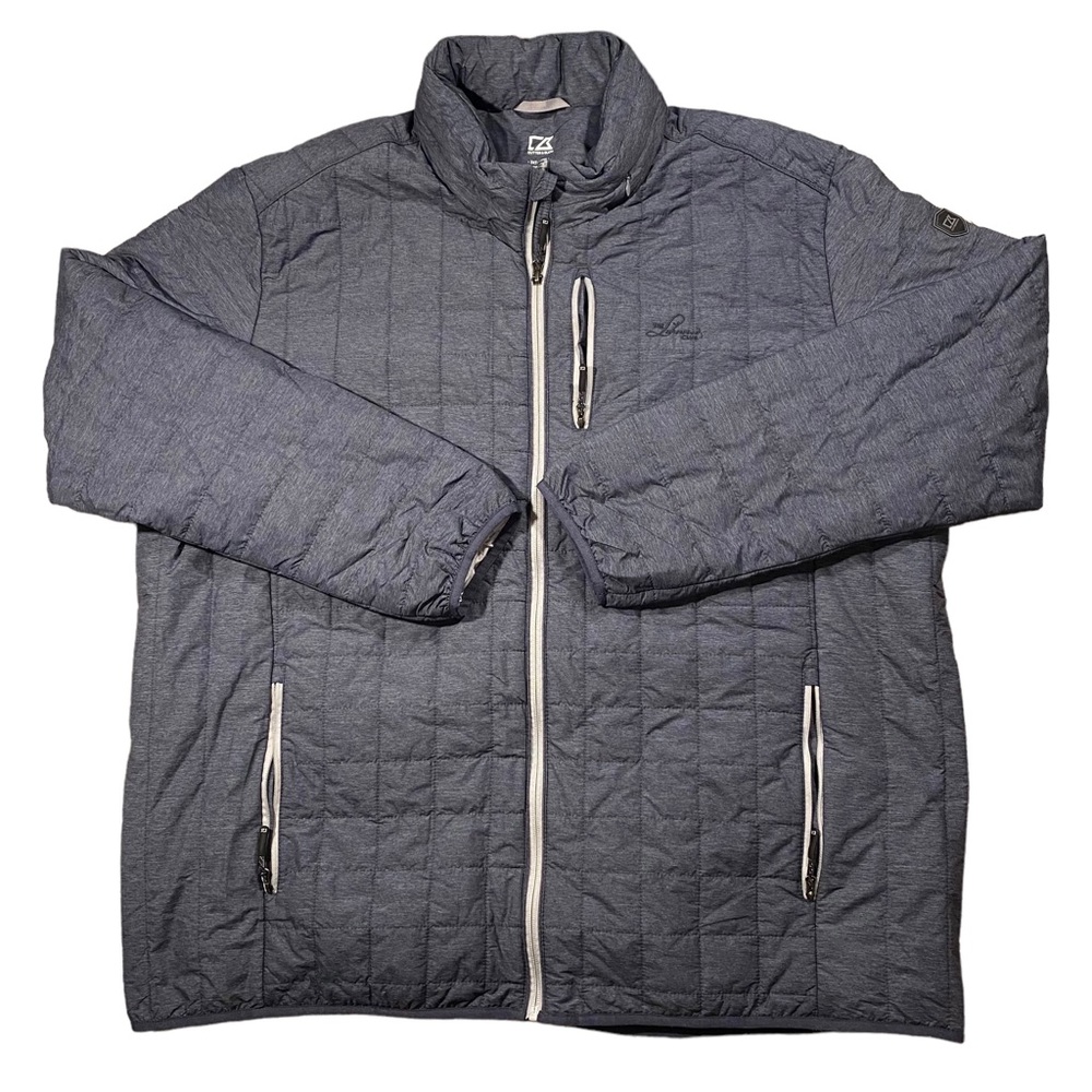 Cutter & Buck Men’s Blue Gray Full Zip Wind Golf Puffer Jacket Sz 3XT 3XL Tall